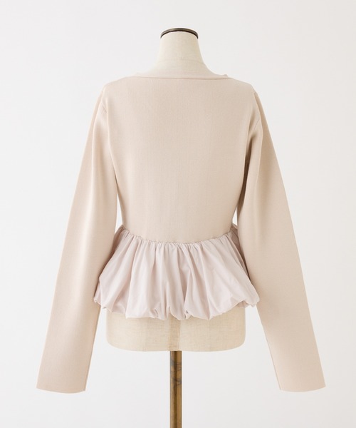 one after another NICE CLAUP（ワンアフターアナザーナイスクラップ）の「ロゴ刺繍バルーンカーディガン（ニット/セーター・レディース・ピンク/グレー/ブラック・FREE）」の8枚目の写真