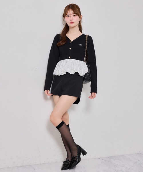 one after another NICE CLAUP（ワンアフターアナザーナイスクラップ）の「ロゴ刺繍バルーンカーディガン（ニット/セーター・レディース・ピンク/グレー/ブラック・FREE）」の22枚目の写真