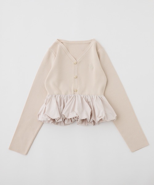 one after another NICE CLAUP（ワンアフターアナザーナイスクラップ）の「ロゴ刺繍バルーンカーディガン（ニット/セーター・レディース・ピンク/グレー/ブラック・FREE）」の20枚目の写真