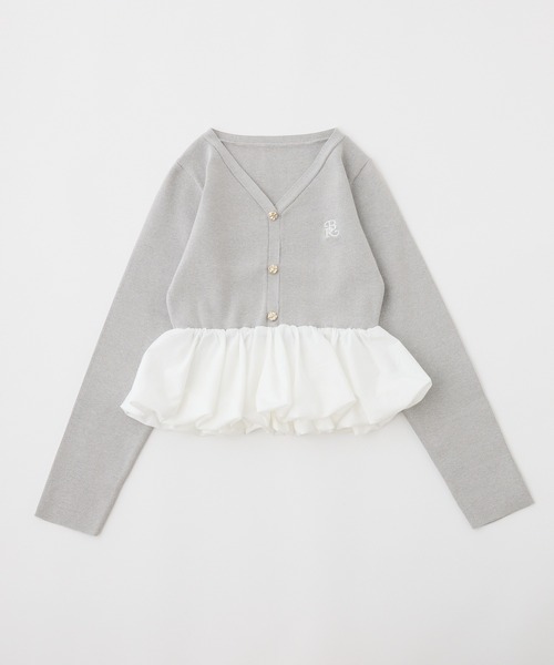 one after another NICE CLAUP（ワンアフターアナザーナイスクラップ）の「ロゴ刺繍バルーンカーディガン（ニット/セーター・レディース・ピンク/グレー/ブラック・FREE）」の21枚目の写真