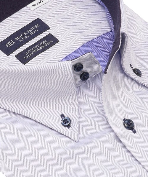 TOKYO SHIRTS(トウキョウシャツ)の「【超形態安定】形態安定ノンアイロン ドゥエボットーニ 長袖ビジネスワイシャツ(大きいサイズ・長いサイズ)(ビジネスシャツ・メンズ・ブルー・首回り41cm-裄丈90cm/首回り45cm-裄丈82cm/首回り45cm-裄丈86cm/首回り45cm-裄丈90cm/首回り39cm-裄丈88cm/首回り42cm-裄丈90cm/首回り43cm-裄丈90cm/首回り47cm-裄丈86cm/首回り47cm-裄丈90cm)」の2枚目の写真