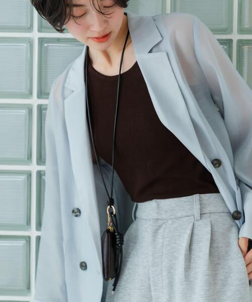 SENSE OF PLACE by URBAN RESEARCH（センスオブプレイスバイアーバンリサーチ）の「シアーテーラードジャケット（その他アウター・レディース・ライトブルー/ベージュ系その他/ブラウン・ONE）」の4枚目の写真