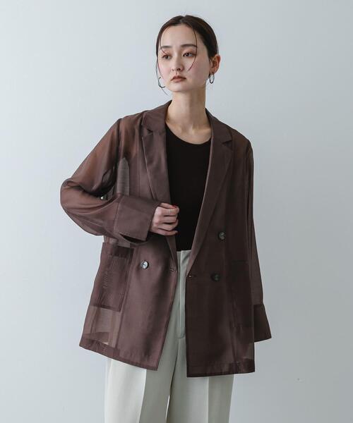 SENSE OF PLACE by URBAN RESEARCH（センスオブプレイスバイアーバンリサーチ）の「シアーテーラードジャケット（その他アウター・レディース・ライトブルー/ベージュ系その他/ブラウン・ONE）」の15枚目の写真