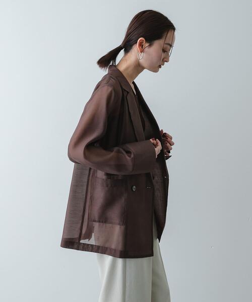 SENSE OF PLACE by URBAN RESEARCH（センスオブプレイスバイアーバンリサーチ）の「シアーテーラードジャケット（その他アウター・レディース・ライトブルー/ベージュ系その他/ブラウン・ONE）」の16枚目の写真