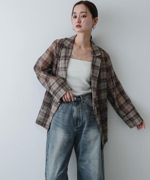 SENSE OF PLACE by URBAN RESEARCH（センスオブプレイスバイアーバンリサーチ）の「シアーテーラードジャケット（その他アウター・レディース・ライトブルー/ベージュ系その他/ブラウン・ONE）」の22枚目の写真