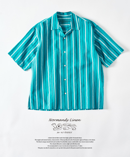 417 EDIFICE（フォーワンセブンエディフィス）の「ノルマンディーリネン S/Sシャツ（シャツ/ブラウス・メンズ・ホワイト/ピンク/ブルー/ブラック/アイボリー/カーキ/ベージュ・SMALL/MEDIUM/LARGE）」の6枚目の写真
