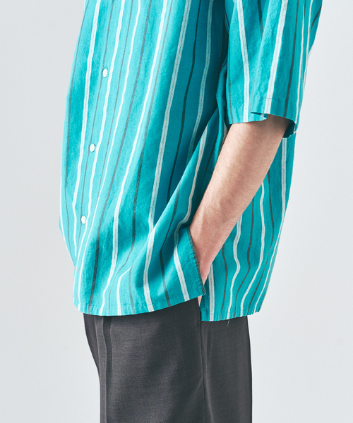 417 EDIFICE（フォーワンセブンエディフィス）の「ノルマンディーリネン S/Sシャツ（シャツ/ブラウス・メンズ・ホワイト/ピンク/ブルー/ブラック/アイボリー/カーキ/ベージュ・SMALL/MEDIUM/LARGE）」の20枚目の写真