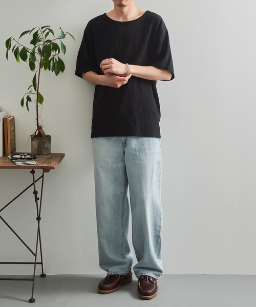LIFEMAX(ライフマックス)の「【LIFEMAX】楊柳Tシャツ 半袖無地 シボ感 凹凸生地 涼しい 通気性 清涼感 サラサラ 軽量 夏素材 シンプル インナー MS1175(Tシャツ/カットソー・メンズ・ネイビー/ブラック・M/L/XL)」の14枚目の写真