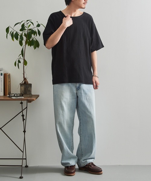 LIFEMAX(ライフマックス)の「【LIFEMAX】楊柳Tシャツ 半袖無地 シボ感 凹凸生地 涼しい 通気性 清涼感 サラサラ 軽量 夏素材 シンプル インナー MS1175(Tシャツ/カットソー・メンズ・ネイビー/ブラック・M/L/XL)」の15枚目の写真