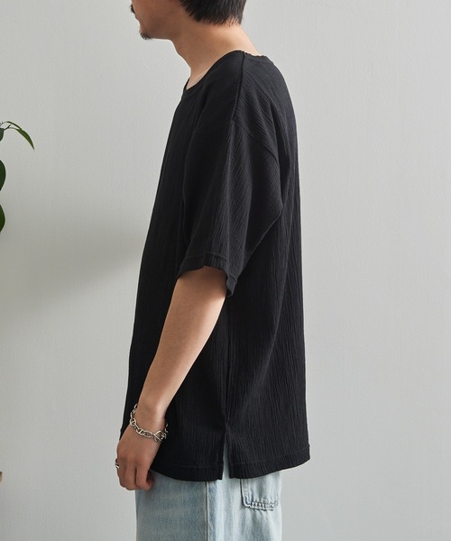 LIFEMAX(ライフマックス)の「【LIFEMAX】楊柳Tシャツ 半袖無地 シボ感 凹凸生地 涼しい 通気性 清涼感 サラサラ 軽量 夏素材 シンプル インナー MS1175(Tシャツ/カットソー・メンズ・ネイビー/ブラック・M/L/XL)」の12枚目の写真