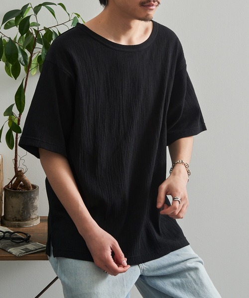 LIFEMAX(ライフマックス)の「【LIFEMAX】楊柳Tシャツ 半袖無地 シボ感 凹凸生地 涼しい 通気性 清涼感 サラサラ 軽量 夏素材 シンプル インナー MS1175(Tシャツ/カットソー・メンズ・ネイビー/ブラック・M/L/XL)」の11枚目の写真