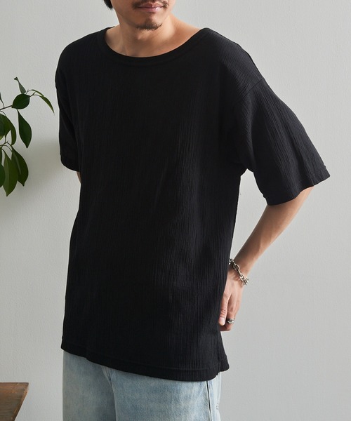 LIFEMAX(ライフマックス)の「【LIFEMAX】楊柳Tシャツ 半袖無地 シボ感 凹凸生地 涼しい 通気性 清涼感 サラサラ 軽量 夏素材 シンプル インナー MS1175(Tシャツ/カットソー・メンズ・ネイビー/ブラック・M/L/XL)」の9枚目の写真