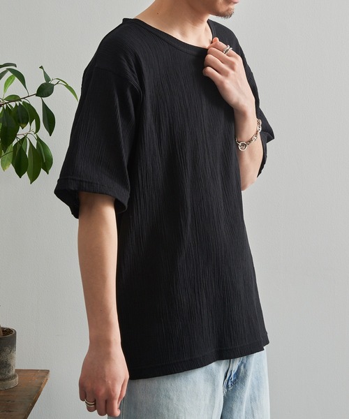 LIFEMAX(ライフマックス)の「【LIFEMAX】楊柳Tシャツ 半袖無地 シボ感 凹凸生地 涼しい 通気性 清涼感 サラサラ 軽量 夏素材 シンプル インナー MS1175(Tシャツ/カットソー・メンズ・ネイビー/ブラック・M/L/XL)」の10枚目の写真