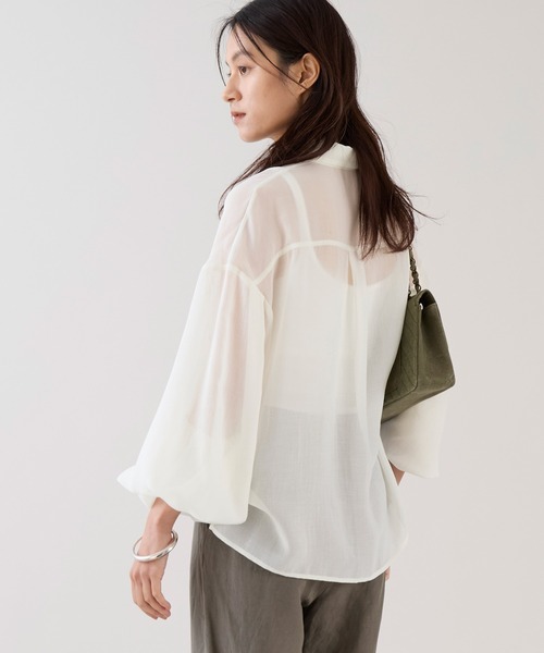 marmors（マルモア）の「【marmors】シアーギャザーブラウス〈セットアップ対応〉（シャツ/ブラウス・レディース・ブラック/ブラウン/ホワイト・36）」の6枚目の写真