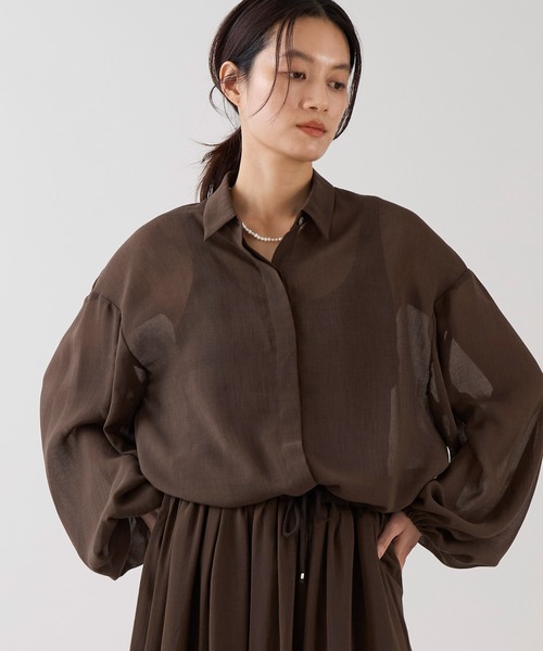 marmors（マルモア）の「【marmors】シアーギャザーブラウス〈セットアップ対応〉（シャツ/ブラウス・レディース・ブラック/ブラウン/ホワイト・36）」の12枚目の写真