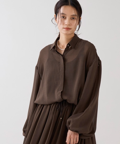 marmors（マルモア）の「【marmors】シアーギャザーブラウス〈セットアップ対応〉（シャツ/ブラウス・レディース・ブラック/ブラウン/ホワイト・36）」の13枚目の写真