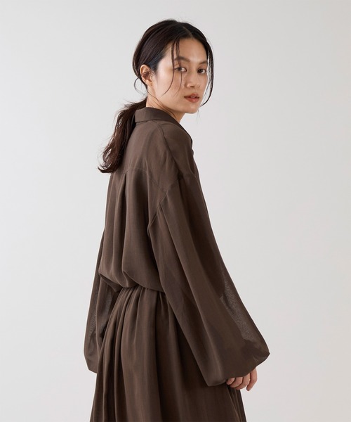 marmors（マルモア）の「【marmors】シアーギャザーブラウス〈セットアップ対応〉（シャツ/ブラウス・レディース・ブラック/ブラウン/ホワイト・36）」の15枚目の写真