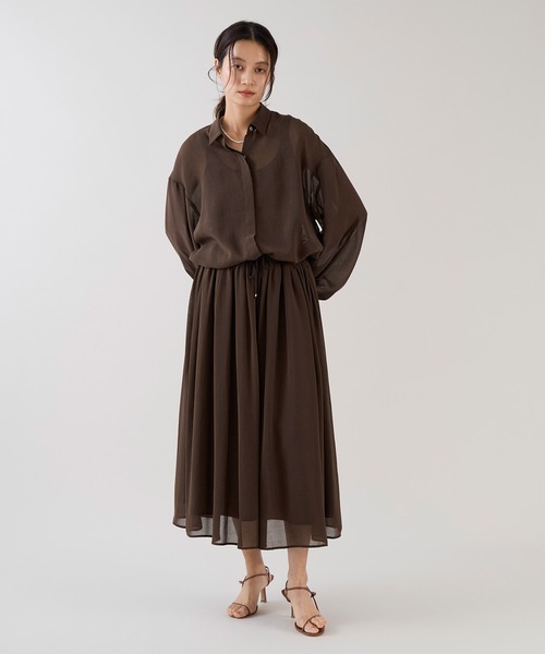 marmors（マルモア）の「【marmors】シアーギャザーブラウス〈セットアップ対応〉（シャツ/ブラウス・レディース・ブラック/ブラウン/ホワイト・36）」の19枚目の写真