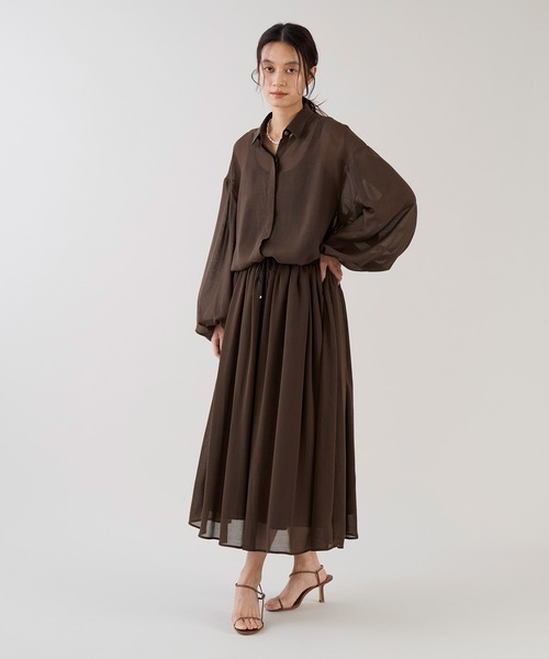 marmors（マルモア）の「【marmors】シアーギャザーブラウス〈セットアップ対応〉（シャツ/ブラウス・レディース・ブラック/ブラウン/ホワイト・36）」の20枚目の写真