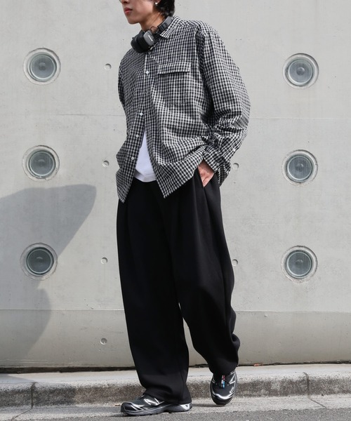 NAKER(ネイカー)の「サイドタックワイドスウェットパンツ(スウェットパンツ・メンズ・ブラック/杢グレー・M/S/XL/L)」の8枚目の写真