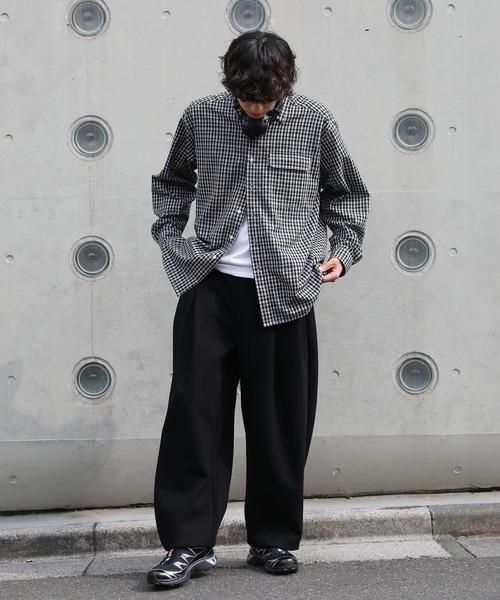 NAKER(ネイカー)の「サイドタックワイドスウェットパンツ(スウェットパンツ・メンズ・ブラック/杢グレー・M/S/XL/L)」の11枚目の写真