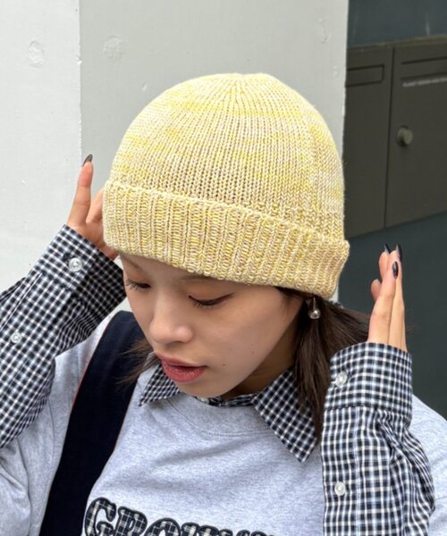 CIAOPANIC TYPY（チャオパニックティピー）の「【UNISEX】ミックスヤーンビーニー（ニットキャップ/ビーニー・レディース・ネイビー/グリーン/イエロー・ONE SIZE）」の3枚目の写真