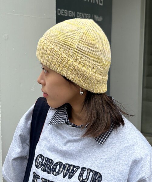 CIAOPANIC TYPY（チャオパニックティピー）の「【UNISEX】ミックスヤーンビーニー（ニットキャップ/ビーニー・レディース・ネイビー/グリーン/イエロー・ONE SIZE）」の6枚目の写真