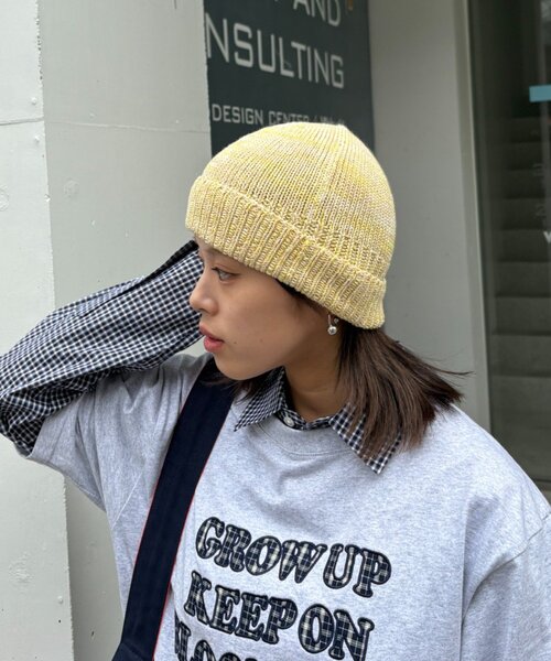 CIAOPANIC TYPY（チャオパニックティピー）の「【UNISEX】ミックスヤーンビーニー（ニットキャップ/ビーニー・レディース・ネイビー/グリーン/イエロー・ONE SIZE）」の5枚目の写真