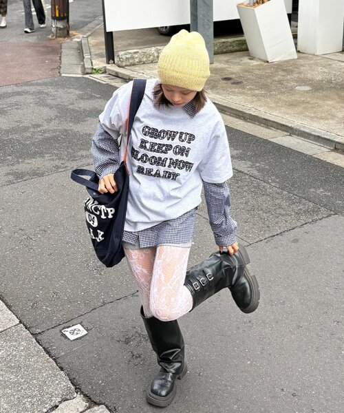 CIAOPANIC TYPY（チャオパニックティピー）の「【UNISEX】ミックスヤーンビーニー（ニットキャップ/ビーニー・レディース・ネイビー/グリーン/イエロー・ONE SIZE）」の4枚目の写真