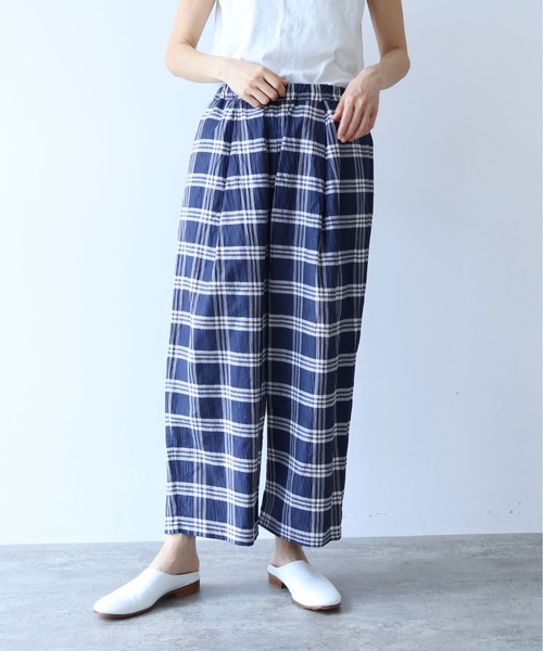 yuni（ユニ　）の「△L/C/Pe washer check gum tuck pants（その他パンツ・レディース・その他/ネイビー・FREE）」の2枚目の写真