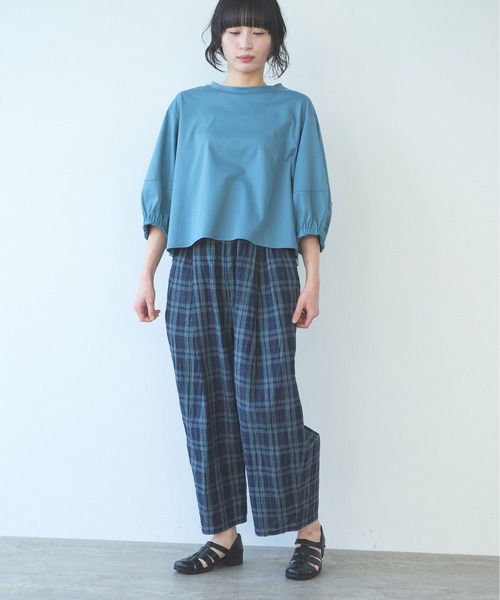 yuni（ユニ　）の「△L/C/Pe washer check gum tuck pants（その他パンツ・レディース・その他/ネイビー・FREE）」の4枚目の写真
