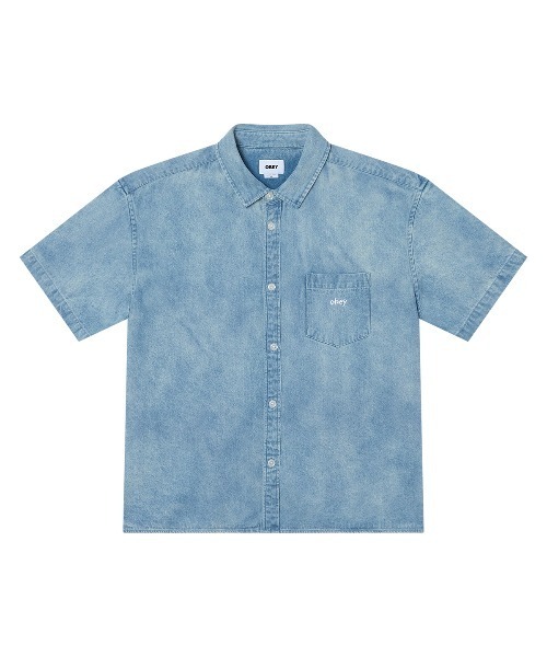 OBEY（オベイ）の「OBEY OWENS DENIM SS SHIRT（オベイ オーウェンズ デニム ショートスリーブ シャツ）（シャツ/ブラウス・メンズ・ブラック系/ブルー系・X-LARGE/LARGE/MEDIUM）」の2枚目の写真