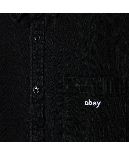 OBEY（オベイ）の「OBEY OWENS DENIM SS SHIRT（オベイ オーウェンズ デニム ショートスリーブ シャツ）（シャツ/ブラウス・メンズ・ブラック系/ブルー系・X-LARGE/LARGE/MEDIUM）」の4枚目の写真