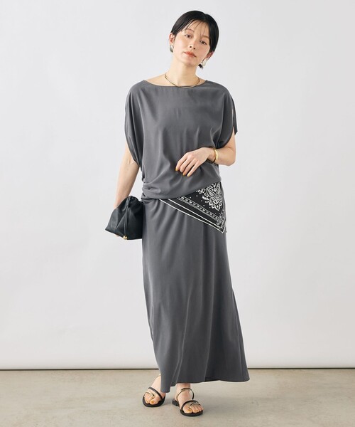 NOLLEY’S(ノーリーズ)の「《セットアップ対応》ウォッシャブルサンドウォッシュアシメブラウス(シャツ/ブラウス・レディース・チャコールグレー/ベージュ・38)」の12枚目の写真