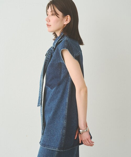 Whim Gazette(ウィムガゼット)の「デニムボウノースリーブシャツ/セットアップ可(シャツ/ブラウス・レディース・インディゴブルー・FREE)」の4枚目の写真