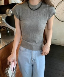 ハイネック メッシュ切り替え リブニット
