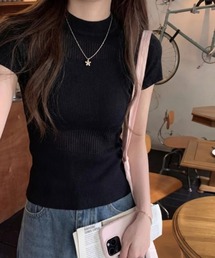 ハイネック メッシュ切り替え リブニット