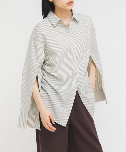 KBF(ケイビーエフ)の「サイドドロストサッカーシャツ(シャツ/ブラウス・レディース・ブルー系その他/ベージュ系その他/ホワイト系その他・ONE)」の14枚目の写真