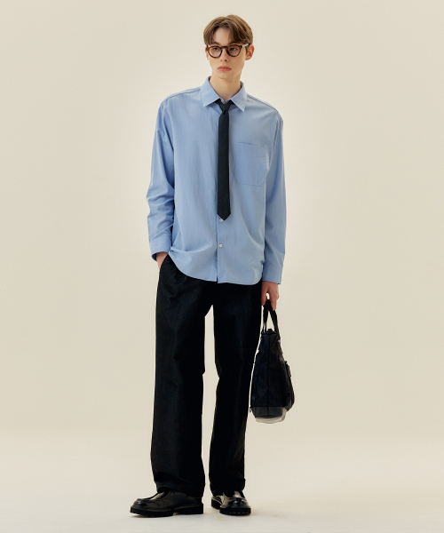 MINDBRIDGE（マインドブリッジ）の「[COUTURE]ペーパーコットンオーバーサイズシャツ（シャツ/ブラウス・メンズ・ブルー・95/100/105）」の2枚目の写真
