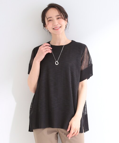SHOO・LA・RUE（シューラルー）の「【2点セット/S-LL】インせず着られる シアーニット+タンクトップ（その他トップス・レディース・ライトイエロー系/ライトグレー/ブラック/ブルー・04/03/02/01）」の5枚目の写真