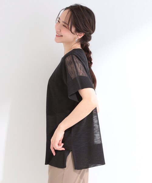 SHOO・LA・RUE（シューラルー）の「【2点セット/S-LL】インせず着られる シアーニット+タンクトップ（その他トップス・レディース・ライトイエロー系/ライトグレー/ブラック/ブルー・04/03/02/01）」の6枚目の写真