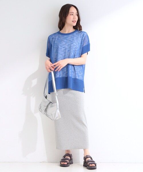 SHOO・LA・RUE（シューラルー）の「【2点セット/S-LL】インせず着られる シアーニット+タンクトップ（その他トップス・レディース・ライトイエロー系/ライトグレー/ブラック/ブルー・04/03/02/01）」の19枚目の写真