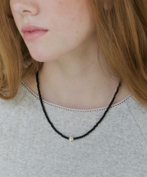 GIUNON(ジウノン)の「silver point beads necklace / シルバーポイントビーズネックレス(ネックレス・レディース・ブラック・FREE)」の5枚目の写真