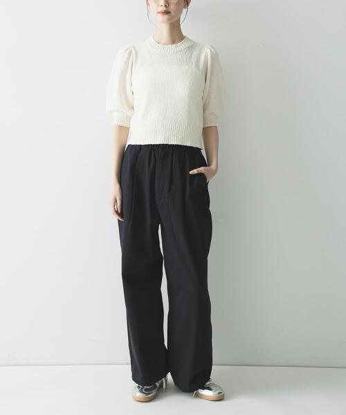 URBAN RESEARCH(アーバンリサーチ)の「ボリューム袖ショート丈ニット(ニット/セーター・レディース・ブラウン/オフホワイト/チャコールグレー・FREE)」の9枚目の写真