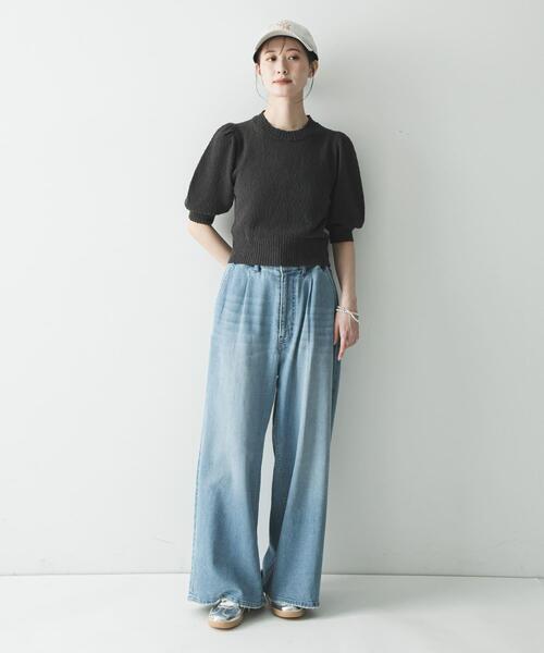 URBAN RESEARCH(アーバンリサーチ)の「ボリューム袖ショート丈ニット(ニット/セーター・レディース・ブラウン/オフホワイト/チャコールグレー・FREE)」の19枚目の写真