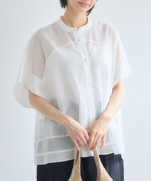 KATHARINE ROSS(キャサリンロス)の「ボイルメッシュドルマンシャツ(シャツ/ブラウス・レディース・オフホワイト/ブラック・FREE)」の1枚目の写真