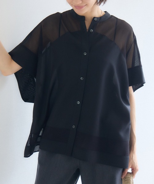 KATHARINE ROSS(キャサリンロス)の「ボイルメッシュドルマンシャツ(シャツ/ブラウス・レディース・オフホワイト/ブラック・FREE)」の2枚目の写真