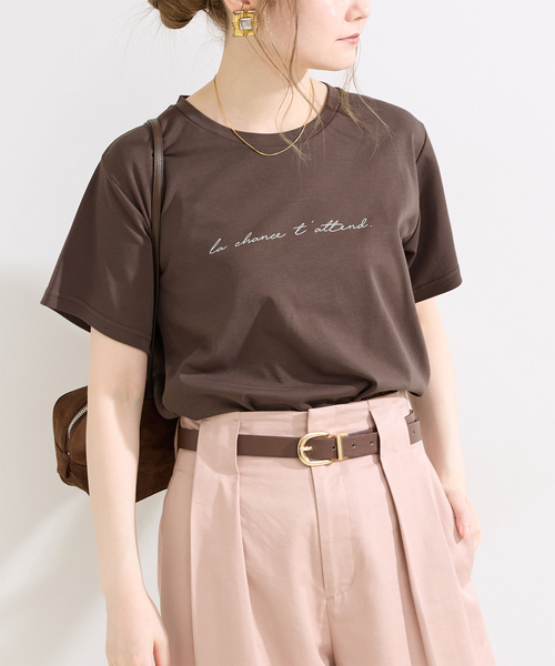 B.C STOCK(ベーセーストック)の「《追加3》ウォッシャブル / 接触冷感 / スムースワンポイントロゴTEE(Tシャツ/カットソー・レディース・ブラック系その他/ブラウン/ホワイト・FREE)」の3枚目の写真