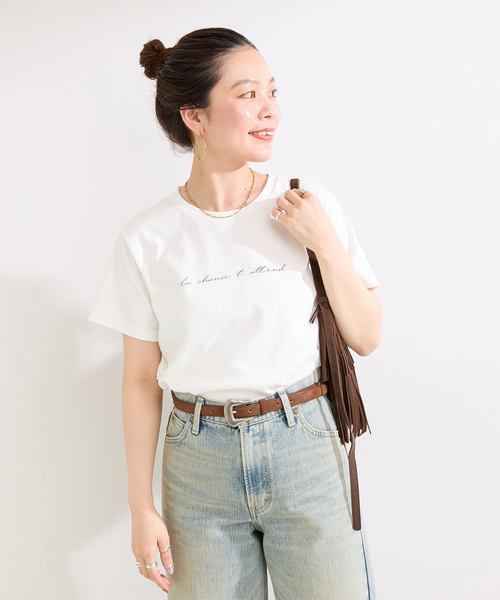 B.C STOCK(ベーセーストック)の「《追加3》ウォッシャブル / 接触冷感 / スムースワンポイントロゴTEE(Tシャツ/カットソー・レディース・ブラック系その他/ブラウン/ホワイト・FREE)」の2枚目の写真