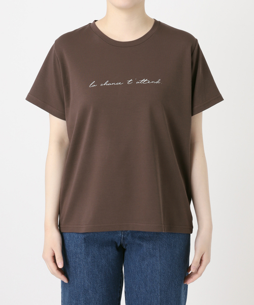 B.C STOCK(ベーセーストック)の「《追加3》ウォッシャブル / 接触冷感 / スムースワンポイントロゴTEE(Tシャツ/カットソー・レディース・ブラック系その他/ブラウン/ホワイト・FREE)」の5枚目の写真
